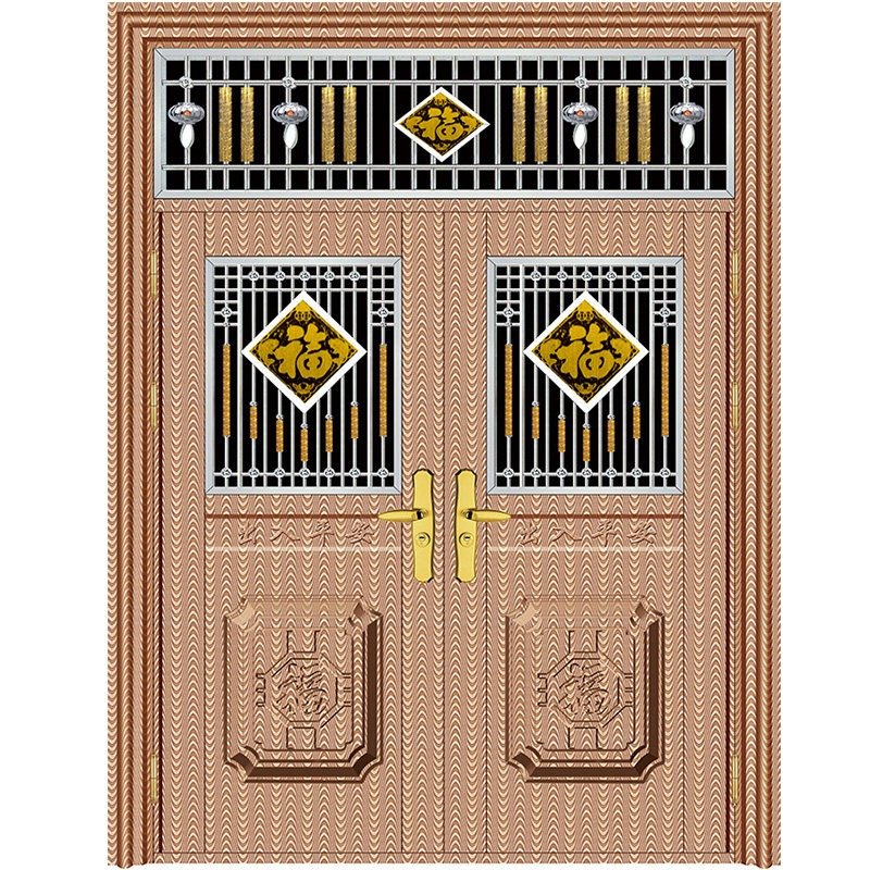 Hot Sale Hurricane Proof Stainless Steel Double Front Door CustomizedStainless Steel Double Door Luxury Stainless Steel Double Front Door for Villa