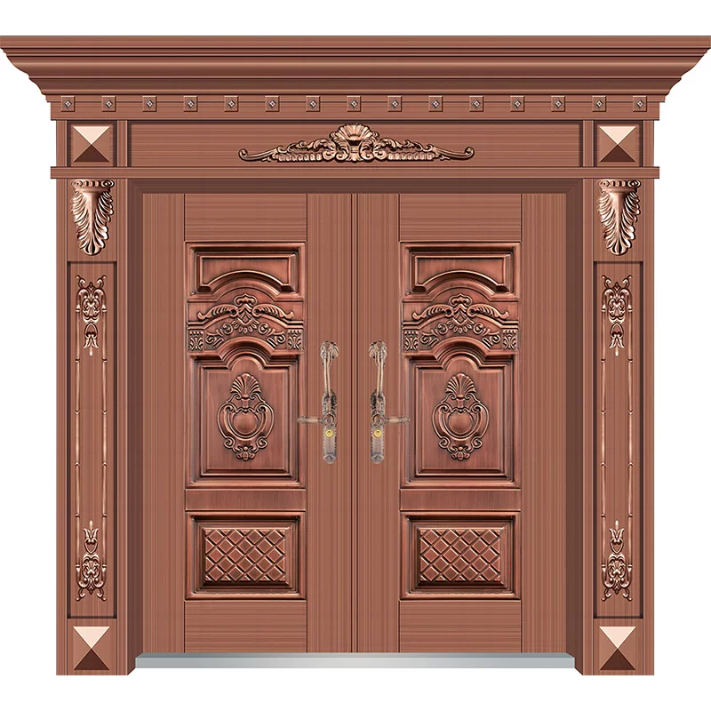 Stainless Steel Entry Door self-built door villa rural rose gold double door rural home steel anti-theft door